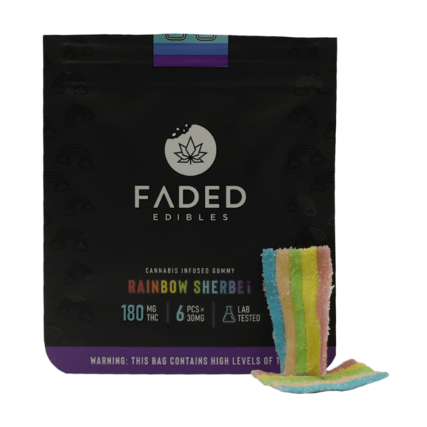 Faded Edibles – Rainbow Sherbet – 180mg | Crystal Cloud 9 Canada