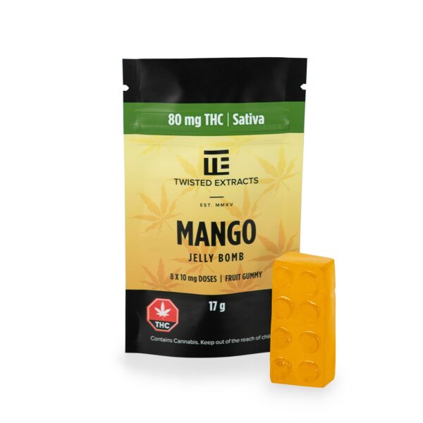 Twisted Extracts- Mango Jelly bomb – SATIVA – 80MG THC | Crystal Cloud 9 Canada