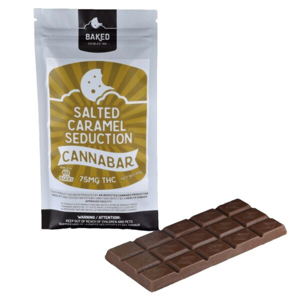 Baked Edibles – Chocolate Bar – Salted Caramel Seduction 75mg THC | Crystal Cloud 9 Canada