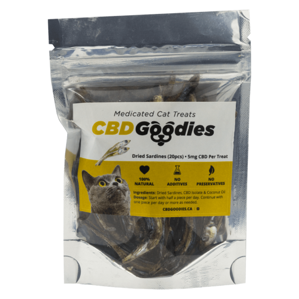 CBD Goodies – Medicated Cat Treats – Dried Sardines – 100mg CBD | Crystal Cloud 9 Canada