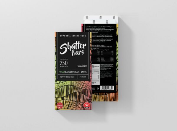 Euphoria Extractions – Shatter Bars – Vegan Dark Chocolate (Sugar Free) – Sativa – 250mg THC | Crystal Cloud 9 Canada