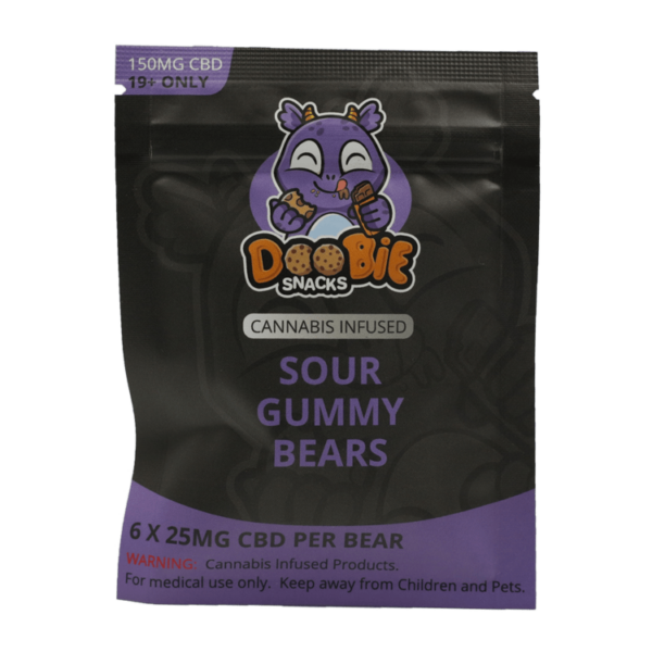 Doobie Snacks – CBD Sour Gummy Bears – 150mg CBD | Crystal Cloud 9 Canada