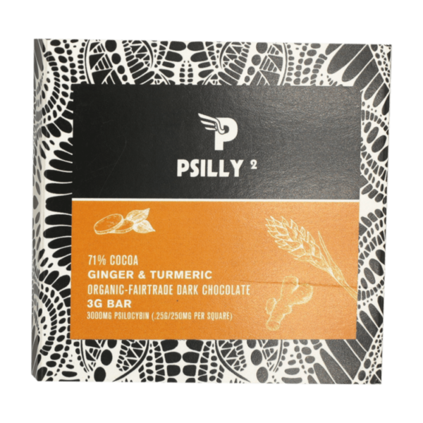 Psilly – Dark Chocolate Bar – Ginger & Turmeric | Crystal Cloud 9 Canada