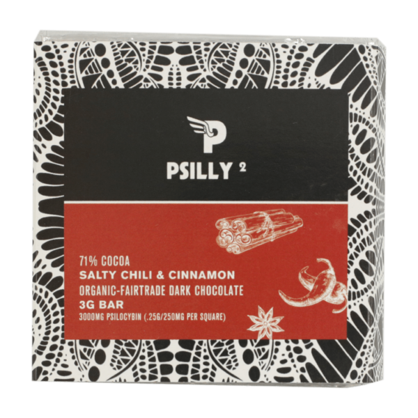 Psilly – Dark Chocolate Bar – Salty Chili & Cinnamon | Crystal Cloud 9 Canada