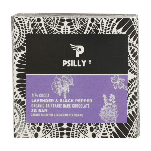 Psilly – Dark Chocolate Bar – Lavender & Black Pepper | Crystal Cloud 9 Canada