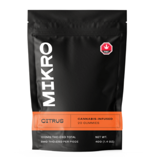 Mikro – 1:1 THC/CBD Gummies – 100mg – Citrus | Crystal Cloud 9 Canada