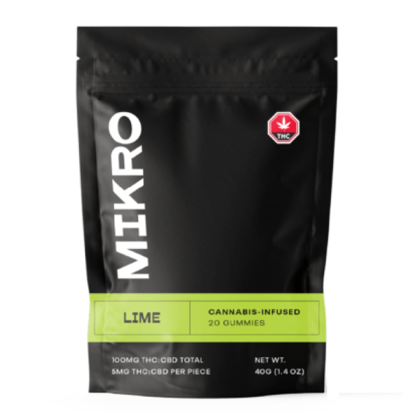 Mikro – 1:1 THC/CBD Gummies – 100mg – Lime | Crystal Cloud 9 Canada