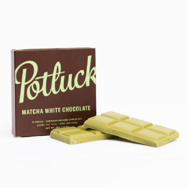 Potluck – Infused Chocolate – Matcha White Chocolate – 300mg THC | Crystal Cloud 9 Canada