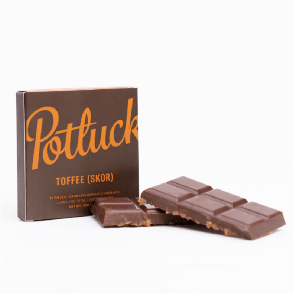 Potluck – Infused Chocolate – Toffee (Skor) – 300mg THC | Crystal Cloud 9 Canada